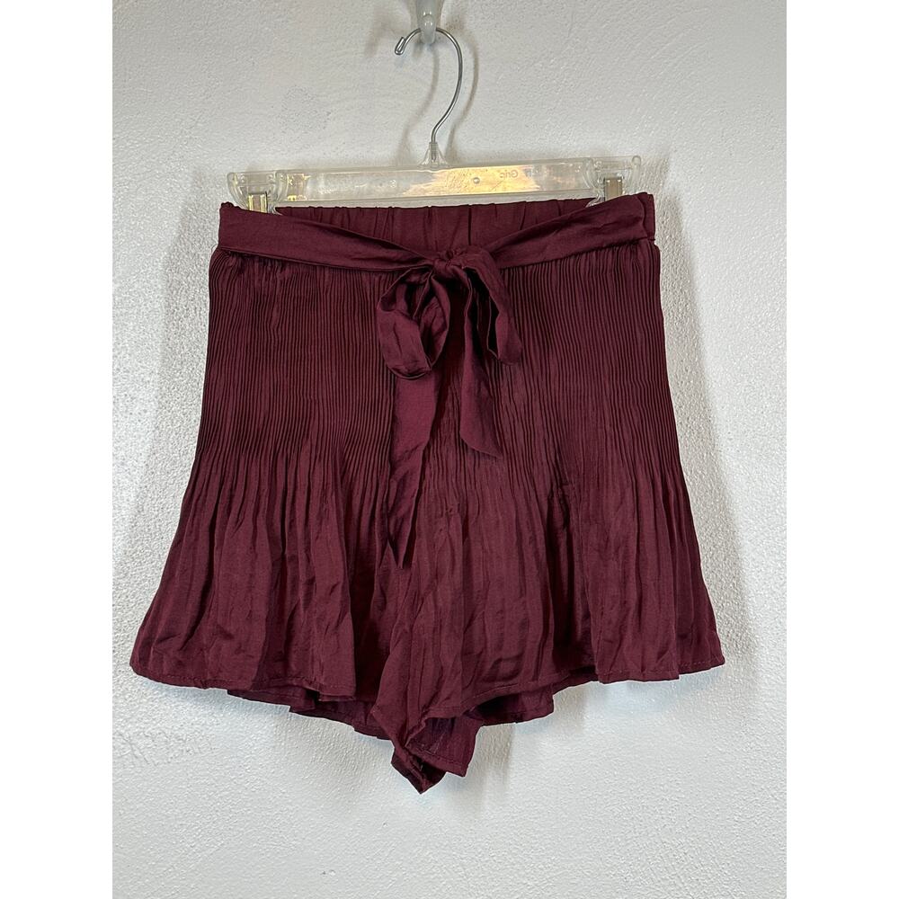 She + Sky Silky Pleated Skorts S Burgandy Wine Dark Academia Preppy Gossip Girl